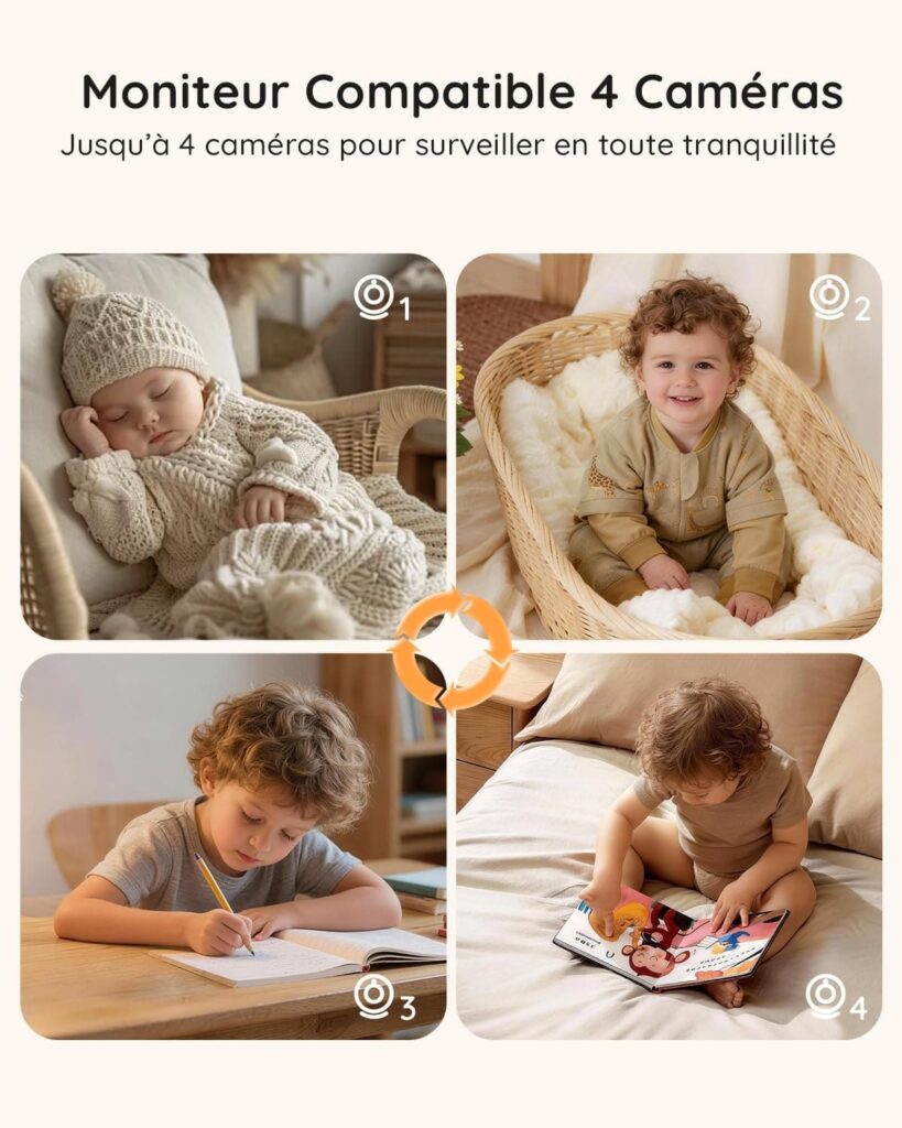 Babyphone 2 caméras : appareillage avec 4 caméras