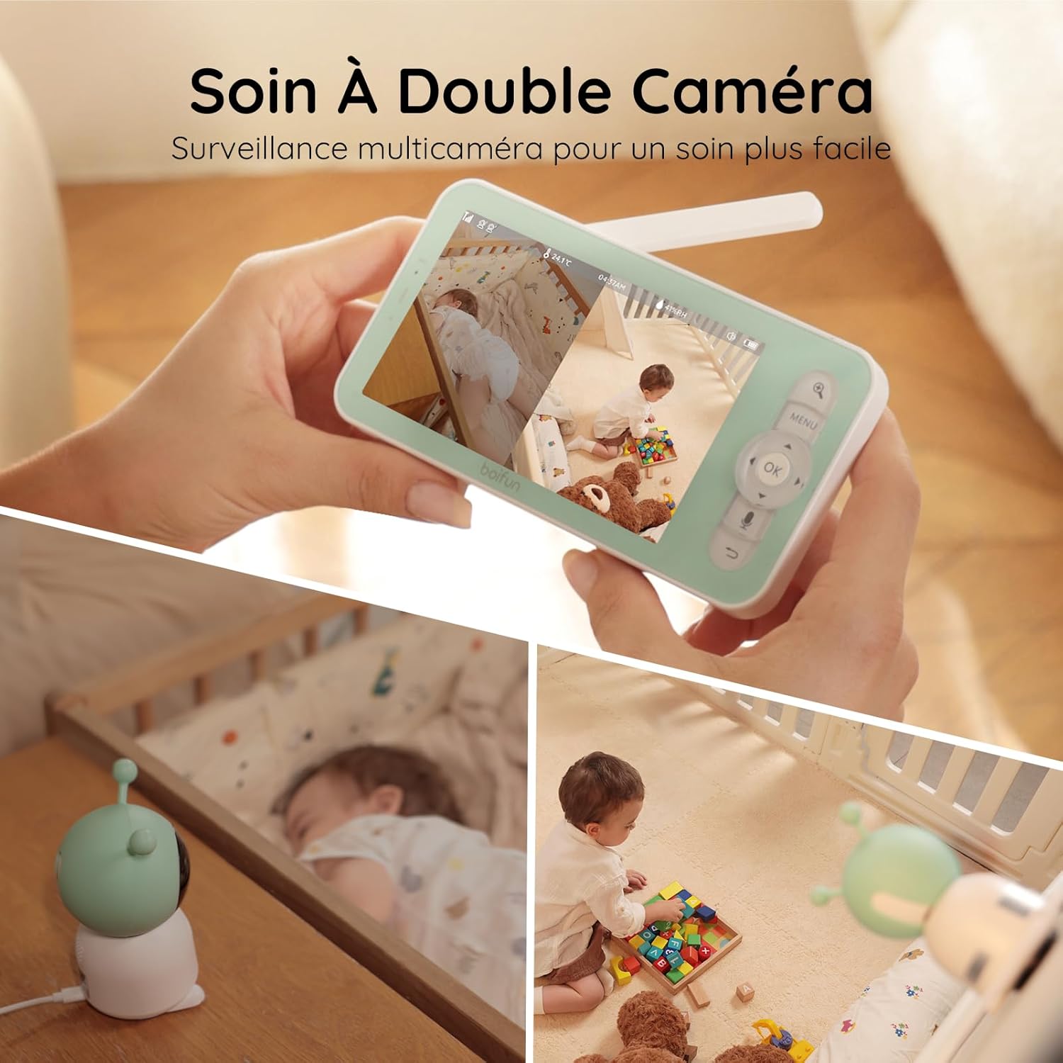 BOIFUN Baby 6T-2 : écran partagé (double surveillance)
