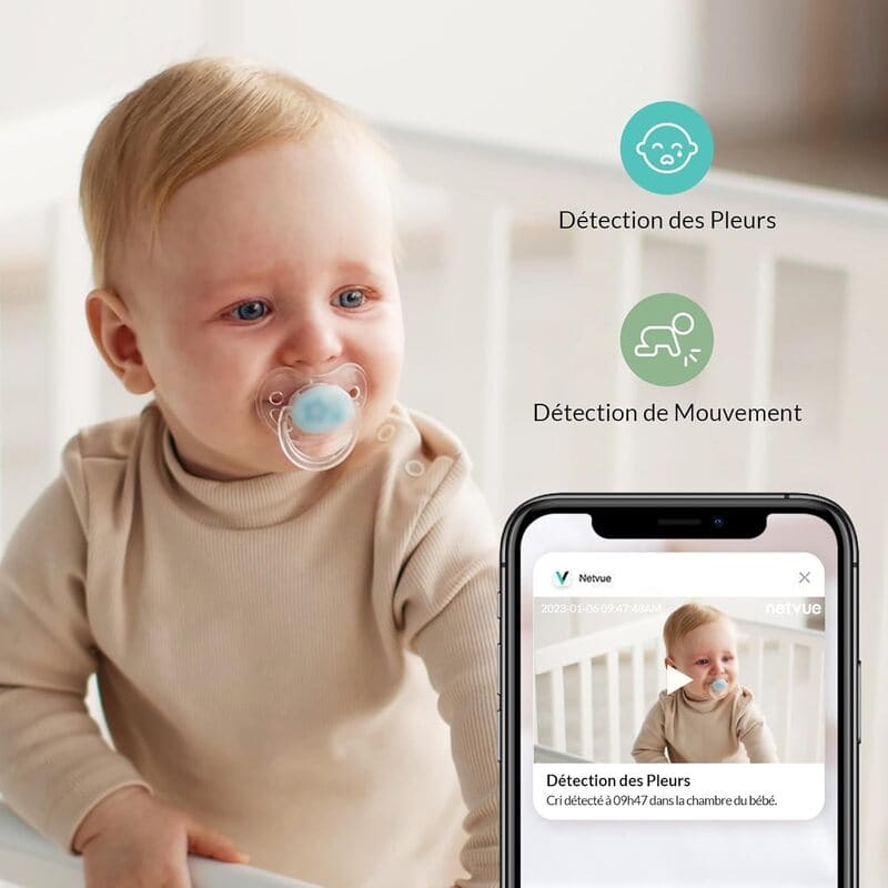 Notifications instantanées : détection de pleurs + mouvement