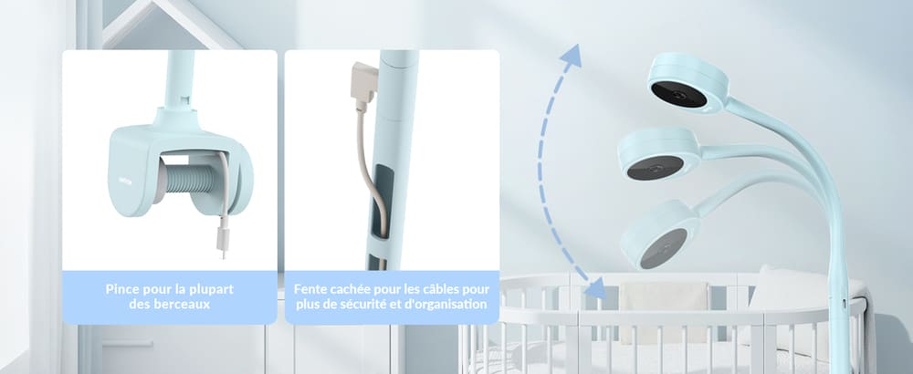 Caméra flexible avec pince pour berceau
