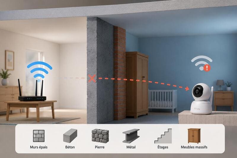 Le signal d'un babyphone bloqué par un murs épais 