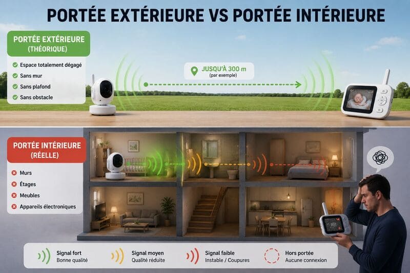 portée extérieure comparée à la portée intérieure